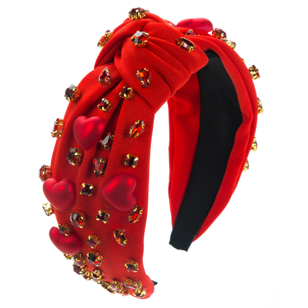 Heart Shape Baroque Style Jewelry Headband For Women In Glass With Rhinestones, Perfect For Valentine's Day