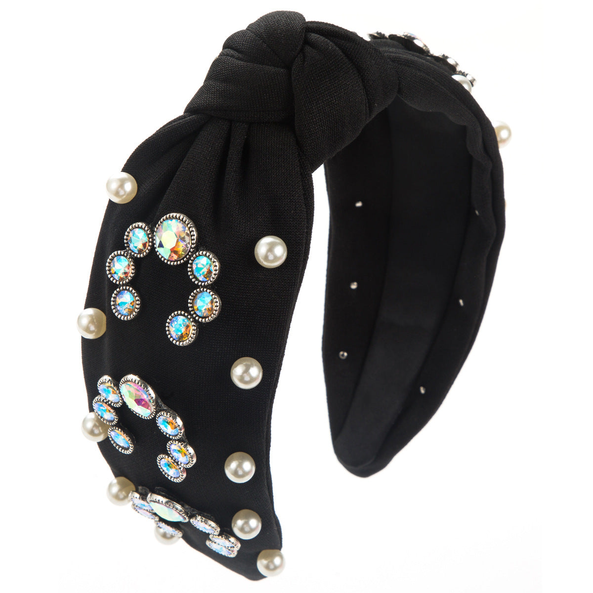 Bohemian Round Jewelry Headband For Women In Rose Red Cloth With Rhinestone Inlay