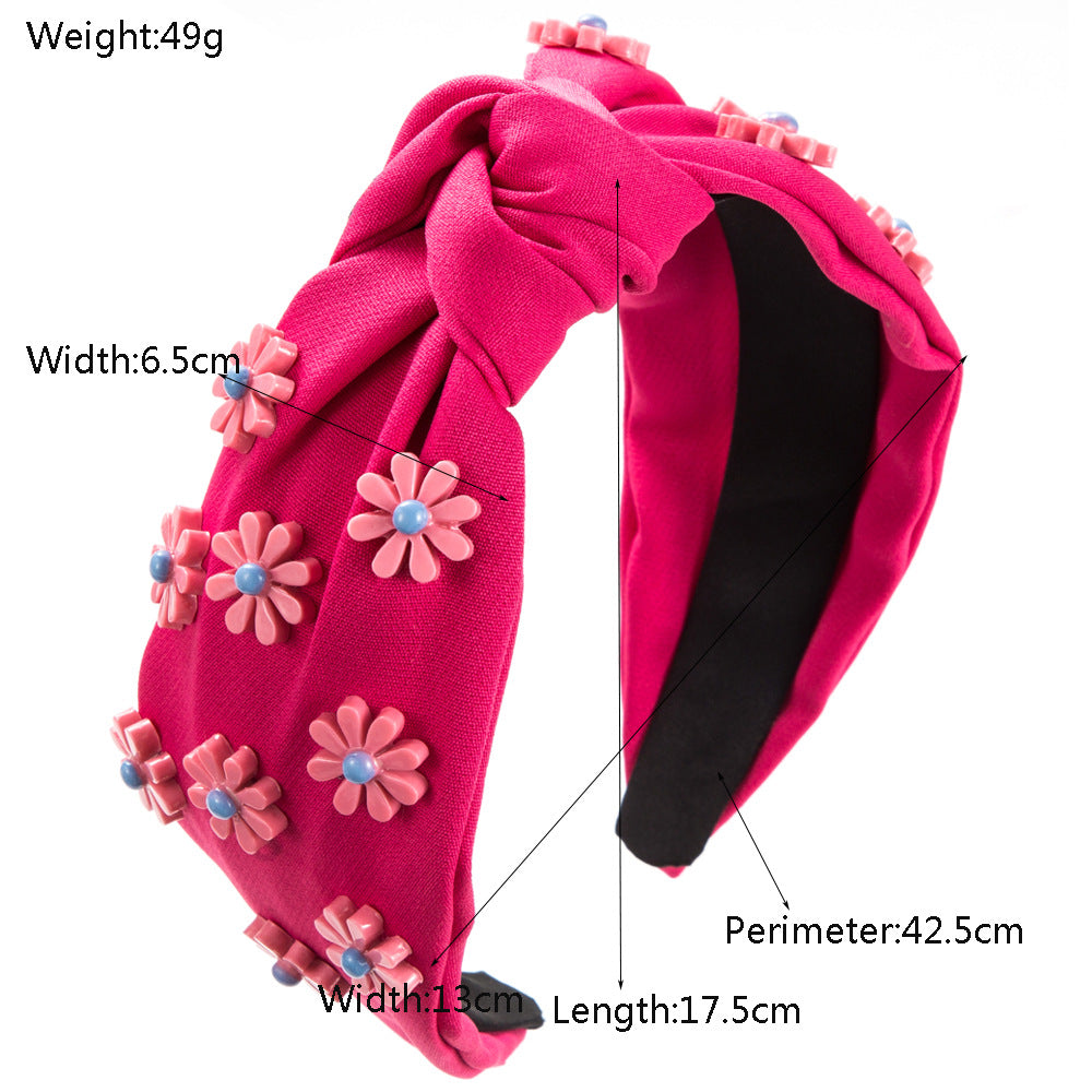 New Style Flowers Jewelry Headband For Women In Dyed Black Alloy, Perfect Summer Hair Accessory