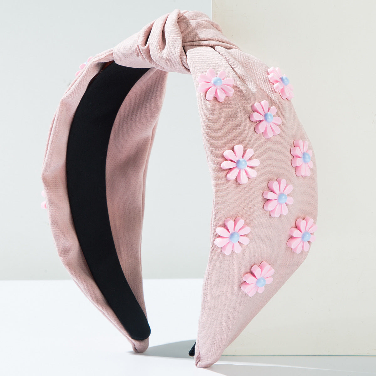 New Style Flowers Jewelry Headband For Women In Dyed Black Alloy, Perfect Summer Hair Accessory
