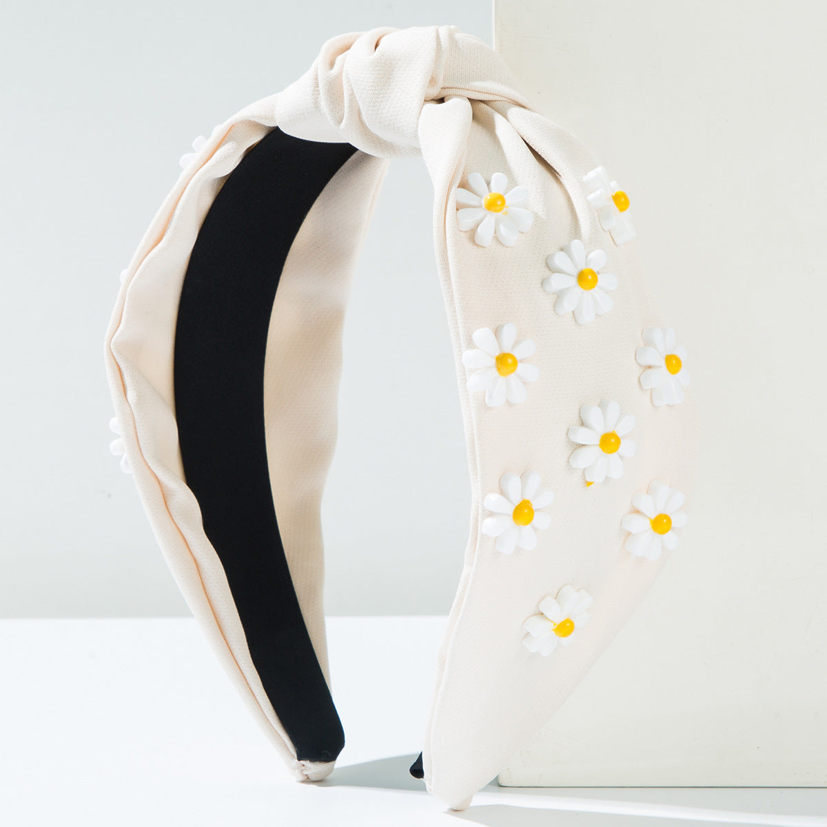 New Style Flowers Jewelry Headband For Women In Dyed Black Alloy, Perfect Summer Hair Accessory