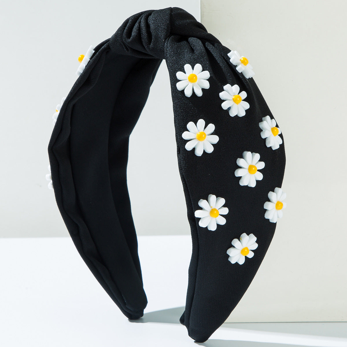New Style Flowers Jewelry Headband For Women In Dyed Black Alloy, Perfect Summer Hair Accessory