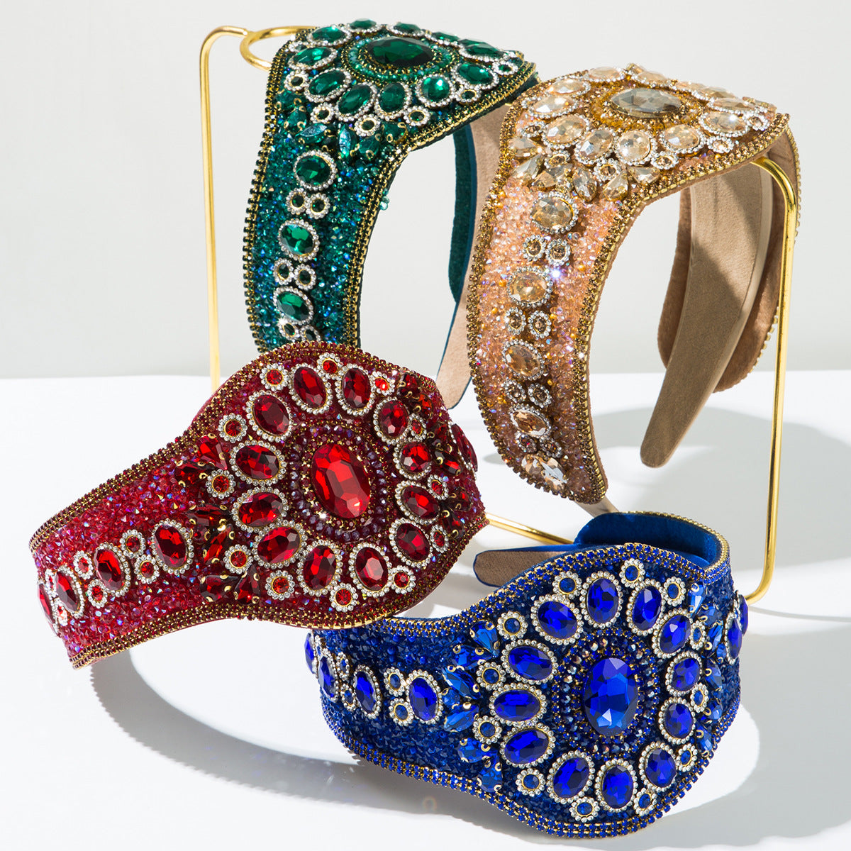 Baroque Style Jewelry Headband For Women In Red Alloy With Crystal Inlay