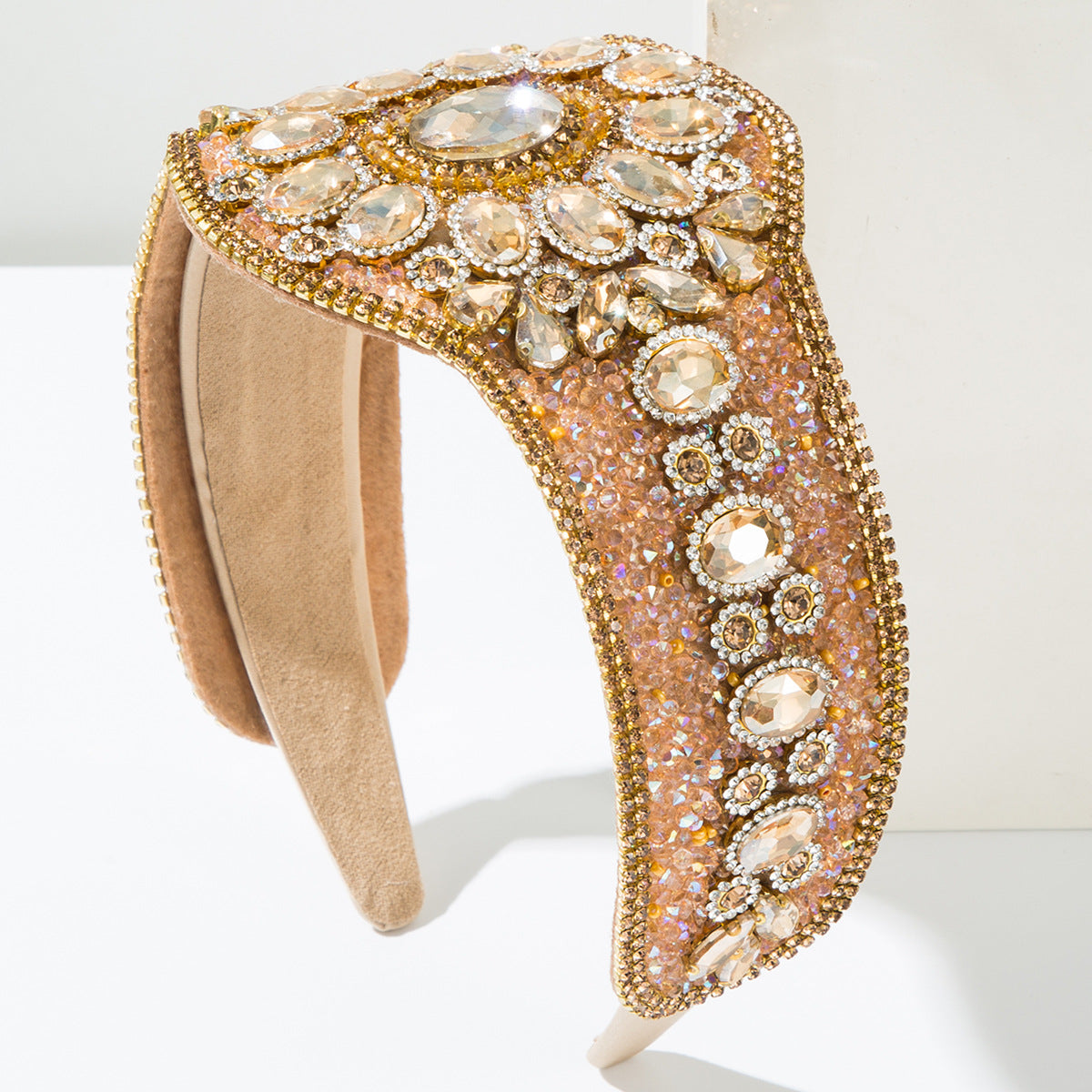 Baroque Style Jewelry Headband For Women In Red Alloy With Crystal Inlay