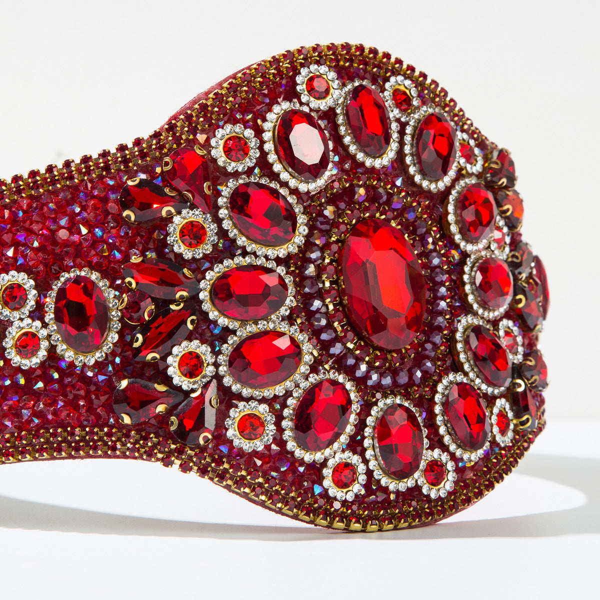 Baroque Style Jewelry Headband For Women In Red Alloy With Crystal Inlay