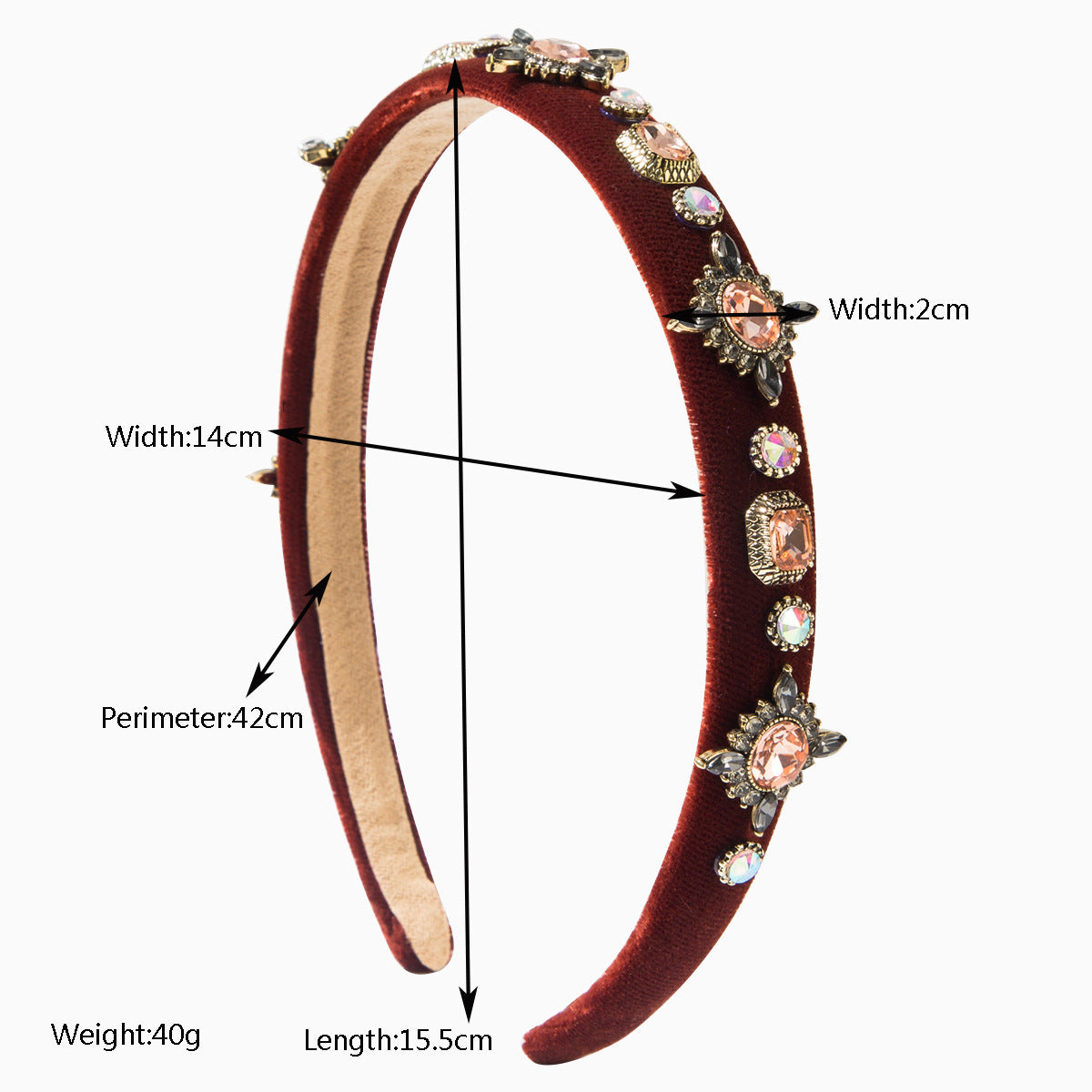 Geometric Baroque Style Jewelry Headband For Women With Rhinestones In Dyed Black