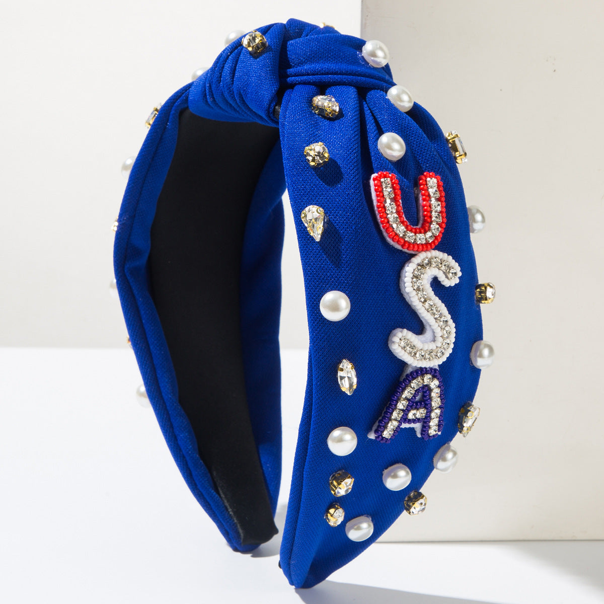 Commute Jewelry Headband For Women In Alloy Material With Seed Bead Inlay, Perfect For Independence Day