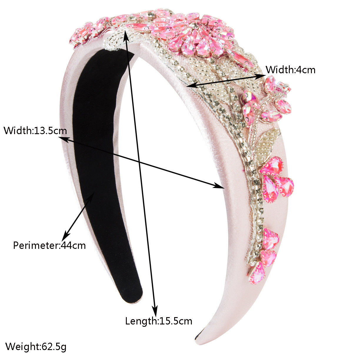 Baroque Style Jewelry Headband For Women With Glass Material And Purple Rhinestone Flowers