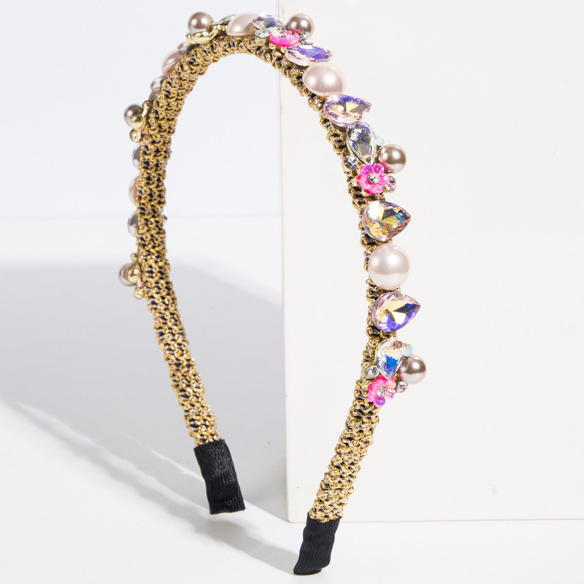 New Style Irregular Jewelry Headband For Women With Green Rhinestones