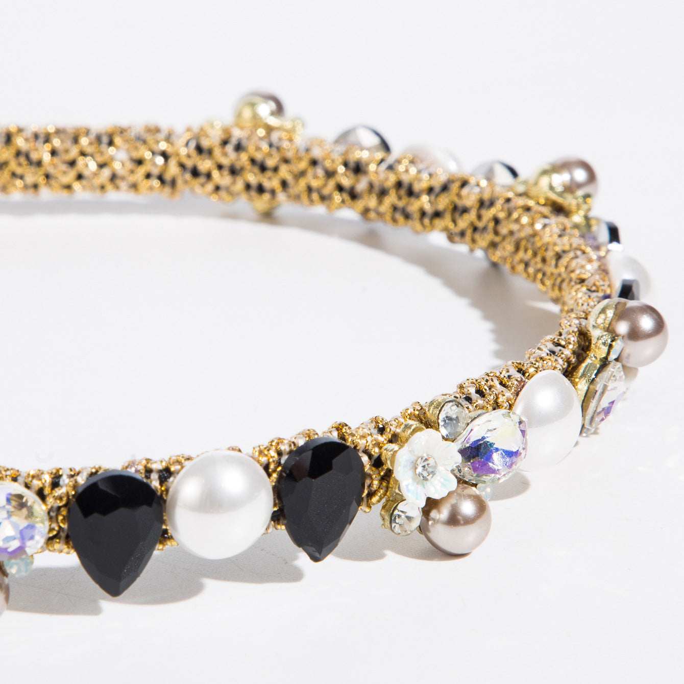 New Style Irregular Jewelry Headband For Women With Green Rhinestones