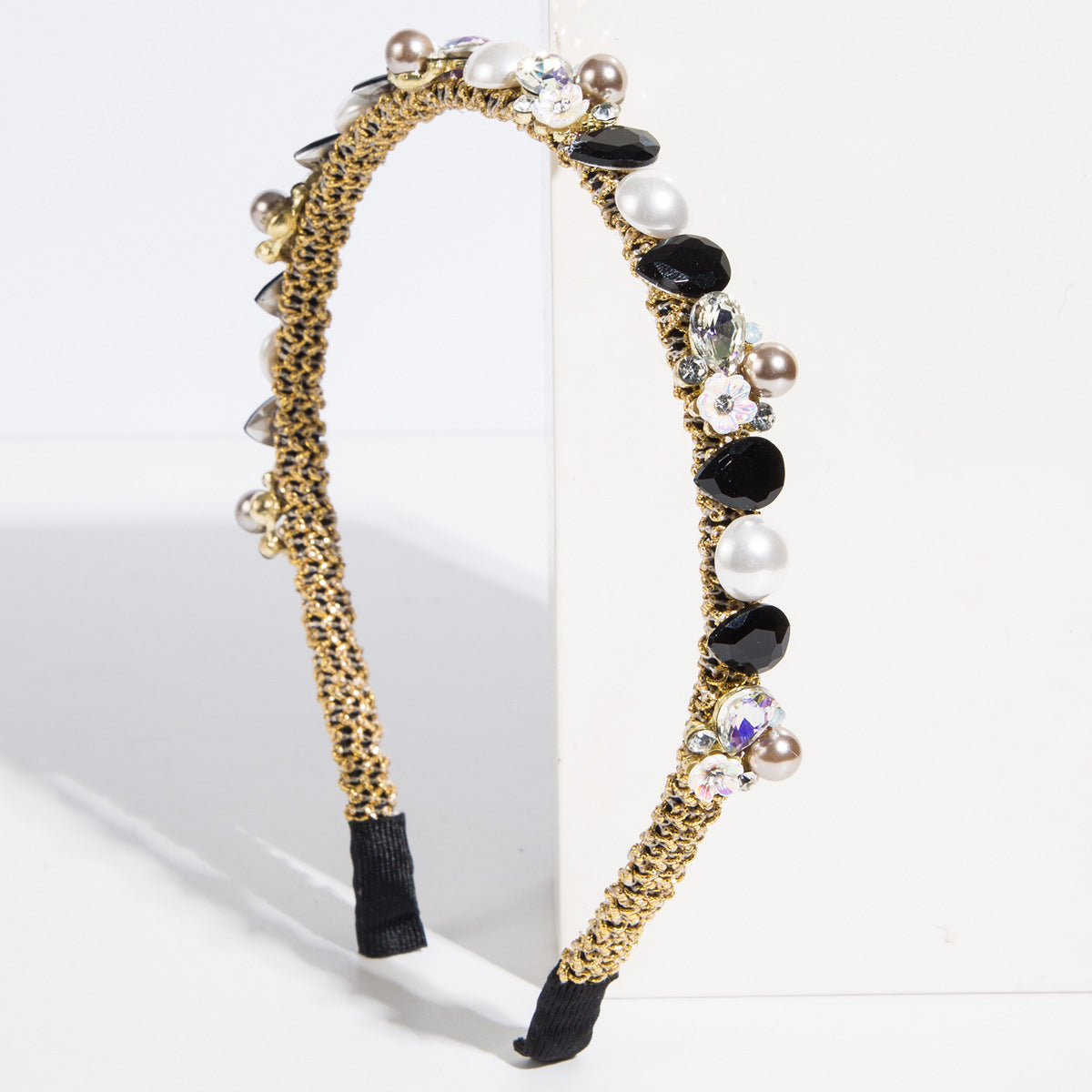 New Style Irregular Jewelry Headband For Women With Green Rhinestones