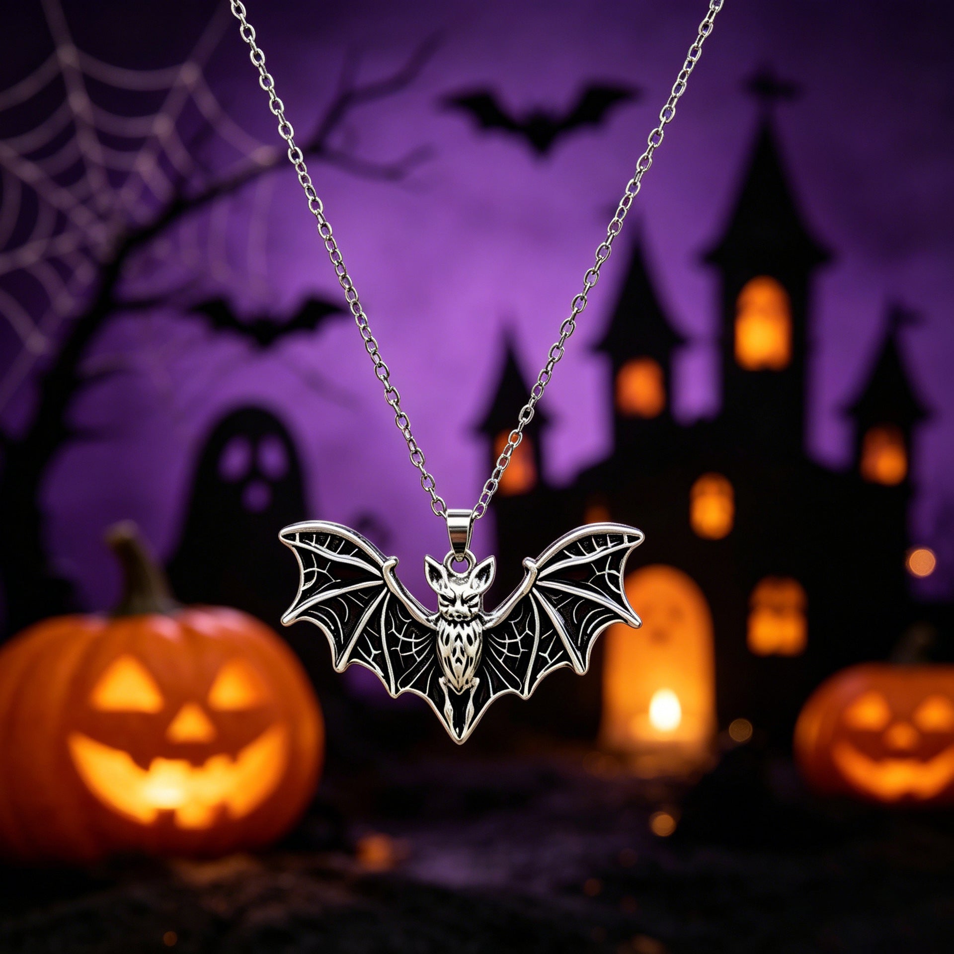 Halloween Bat Earrings For Unisex Featuring Dyed Black Zinc Alloy With Iron Ear Pins, 1 Set