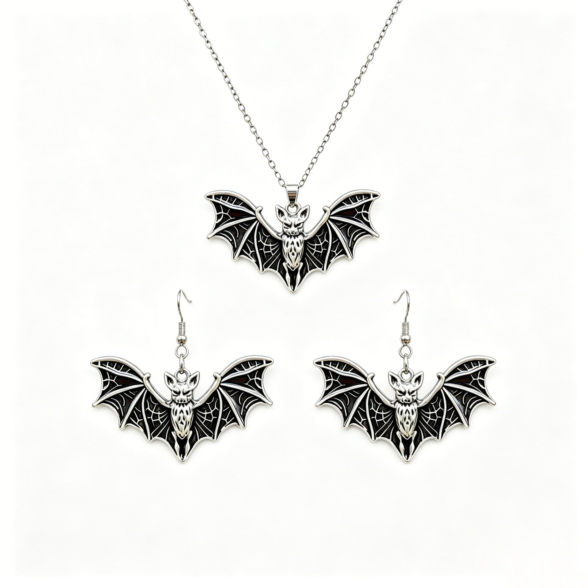 Halloween Bat Earrings For Unisex Featuring Dyed Black Zinc Alloy With Iron Ear Pins, 1 Set