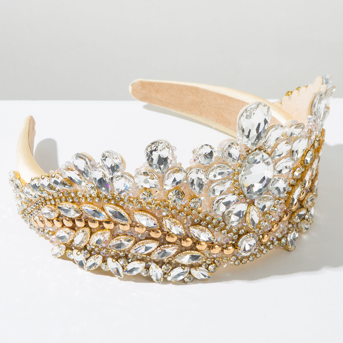 Baroque Style Crown Jewelry Headband For Women With Rhinestones, Perfect For Wedding Season