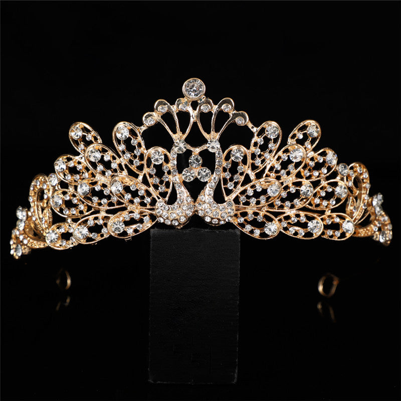 Luxurious Crown Jewelry Set For Women With Electroplated Alloy And Rhinestone Inlay, Featuring Cable Chain