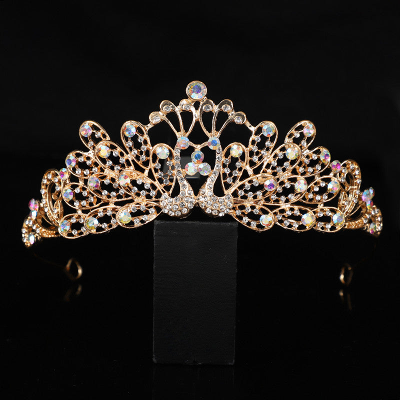 Luxurious Crown Jewelry Set For Women With Electroplated Alloy And Rhinestone Inlay, Featuring Cable Chain
