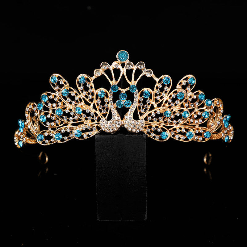 Luxurious Crown Jewelry Set For Women With Electroplated Alloy And Rhinestone Inlay, Featuring Cable Chain
