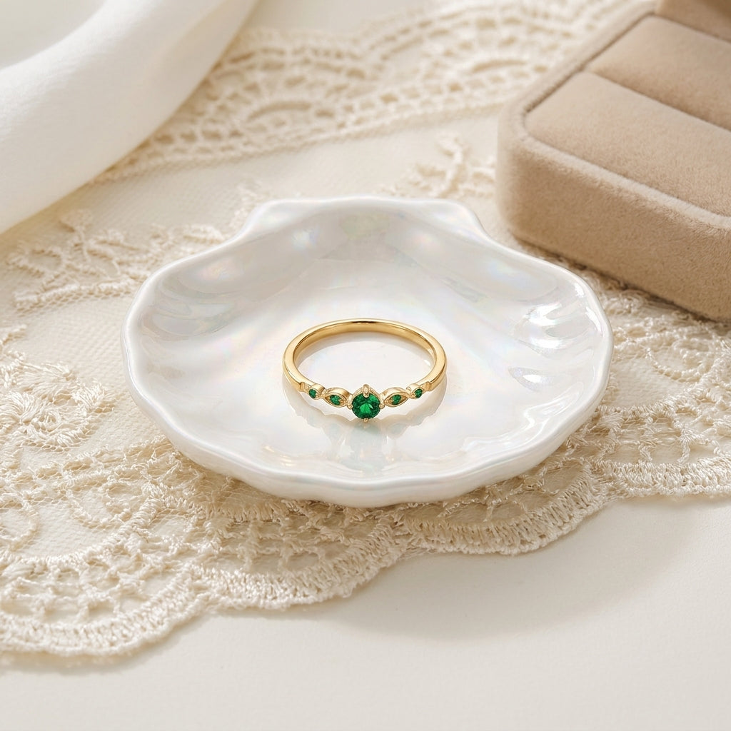 Geometric Electroplated Rings For Women In 304 Stainless Steel With 18K Real Gold PVD Coating And Zircon Inlay