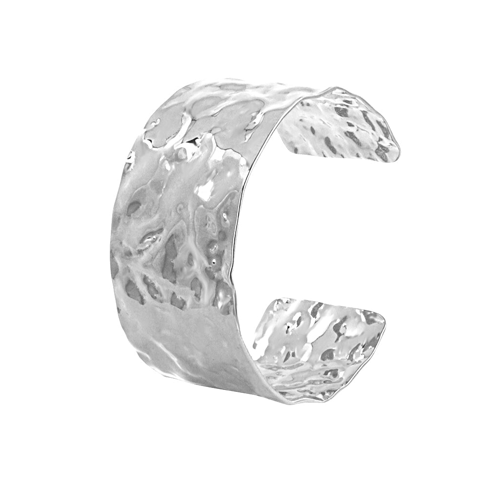 Handmade C Shape Bangle For Women In 304 Stainless Steel With 18K Real Gold Plated PVD Coating 0.03µm-0.05µm Thickness