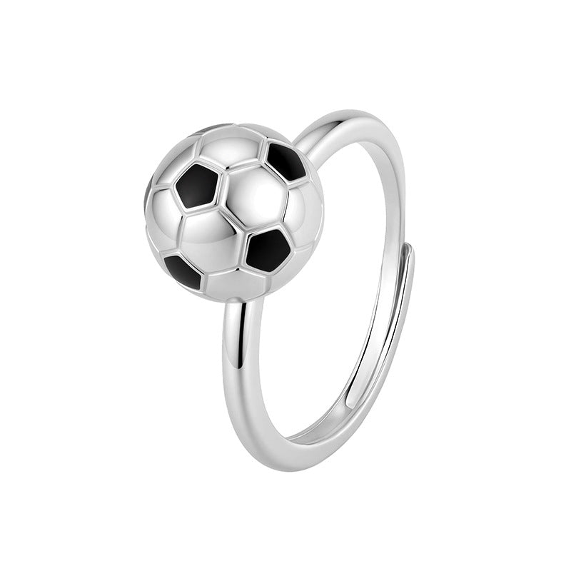 Novelty Football Ring For Unisex Featuring Rotatable Design In Silver Plated Copper Material