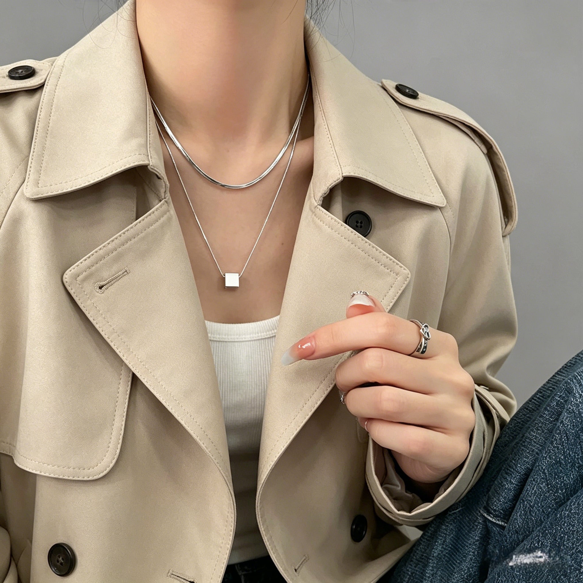 New Style Double Layer Shell Necklaces For Women With Waterproof Non Tarnish Titanium Steel Chain And Pendant