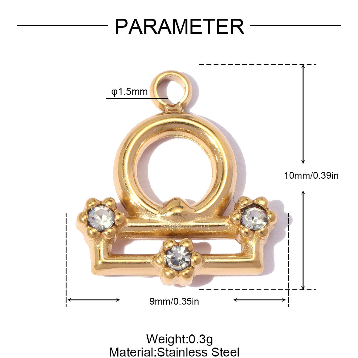 Constellation Pendant Set Of 3 PCS With 0.03µm-0.05µm Thick 18K Real Gold Plated Electroplated PVD Coated 304 Stainless Steel