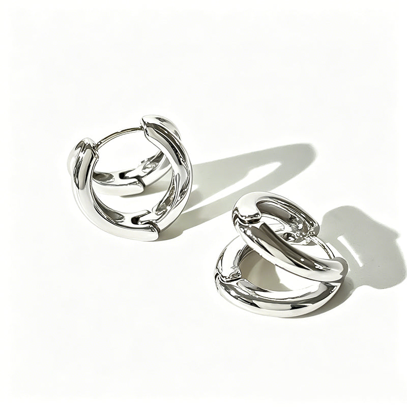 Double Ring Earrings For Women, Hand Polished Copper With 14K Real Gold Water Plating, 0.03µm-0.05µm Thickness
