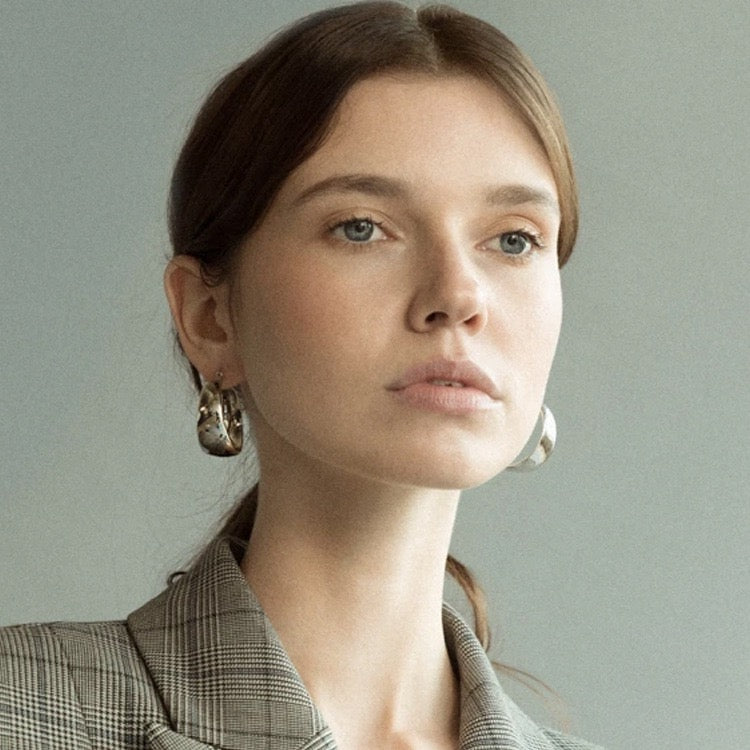 Handmade Round Earrings For Women In 304 Stainless Steel With 18K Real Gold PVD Coated Plating And 0.03µm-0.05µm Thickness