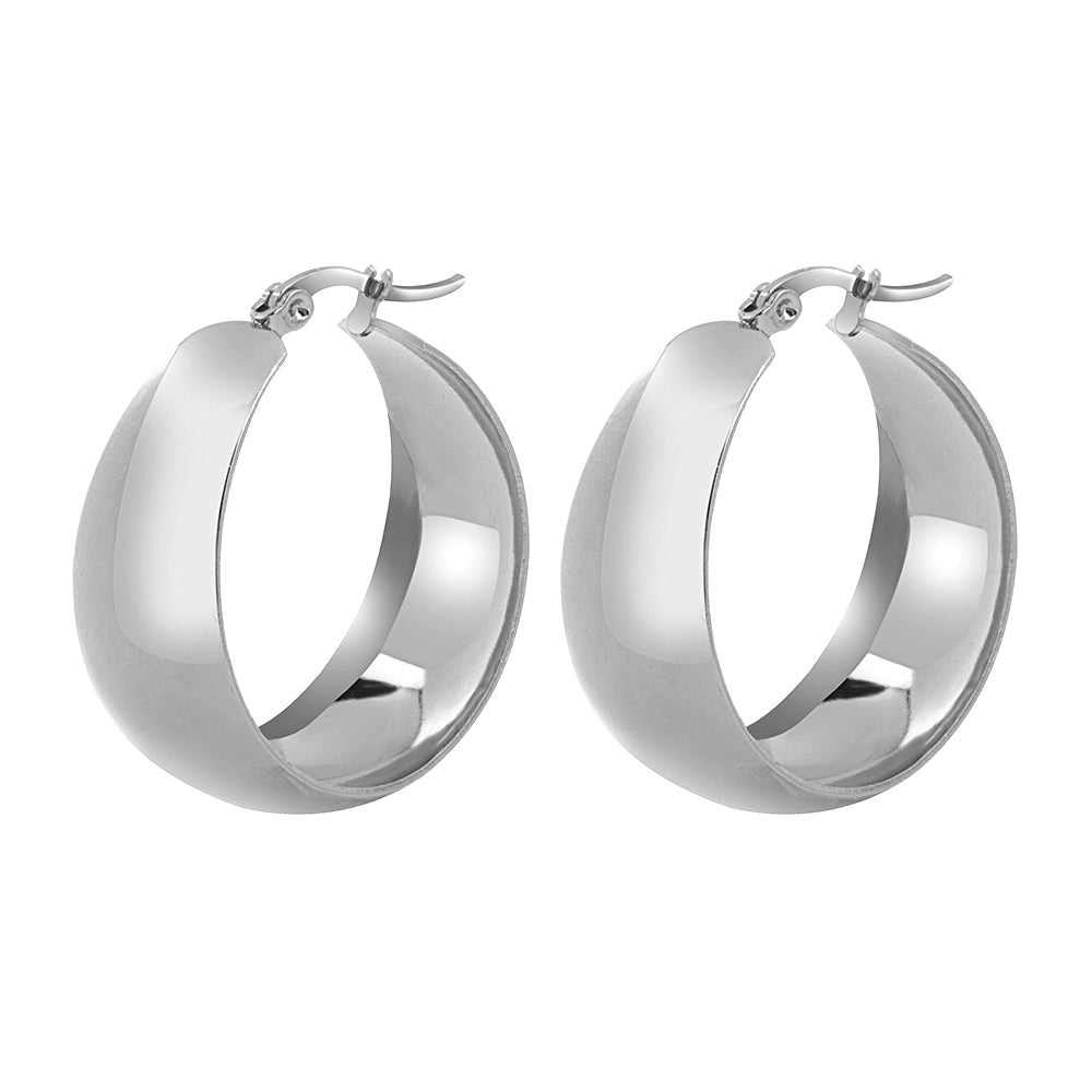 Handmade Round Earrings For Women In 304 Stainless Steel With 18K Real Gold PVD Coated Plating And 0.03µm-0.05µm Thickness