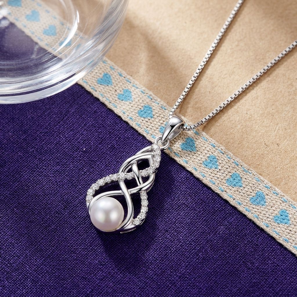 Luxurious 925 Sterling Silver Pearl Pendant Necklace For Women With Freshwater Pearl And Silver Box Chain