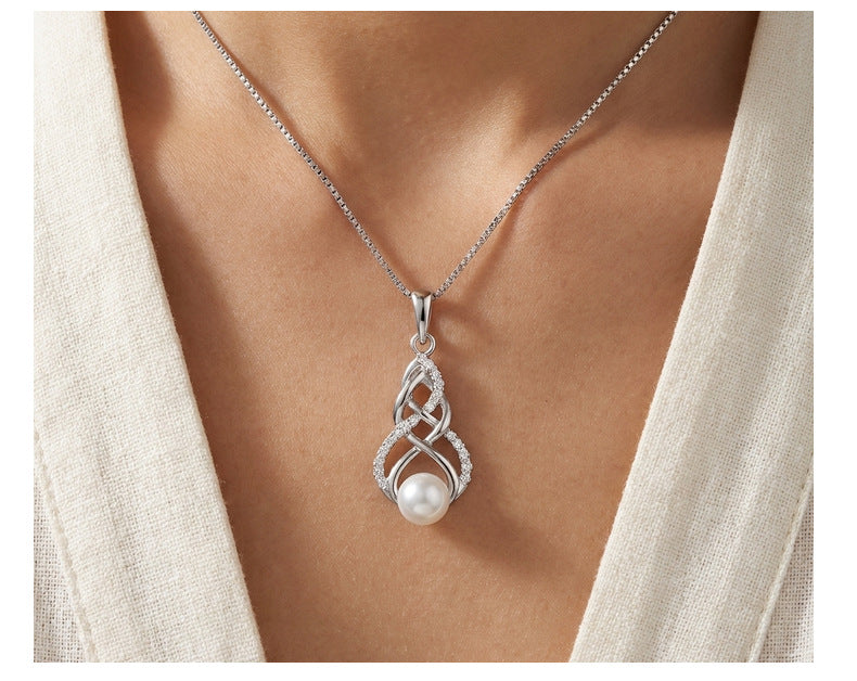 Luxurious 925 Sterling Silver Pearl Pendant Necklace For Women With Freshwater Pearl And Silver Box Chain