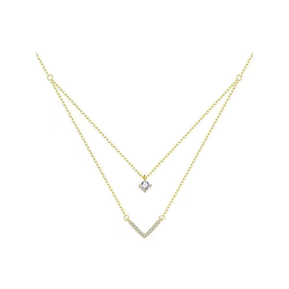 New Style Gold Letter Necklace For Women With Zircon Inlay On Copper Cable Chain