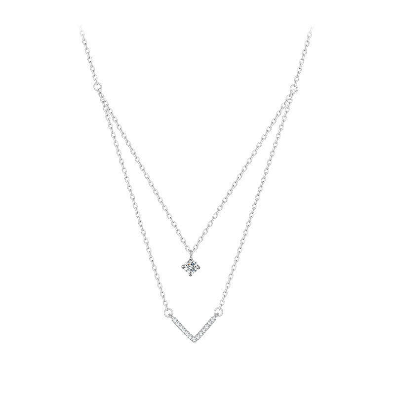 New Style Gold Letter Necklace For Women With Zircon Inlay On Copper Cable Chain