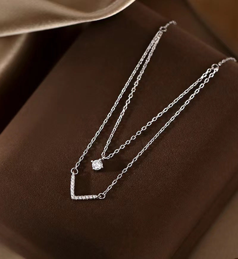 New Style Gold Letter Necklace For Women With Zircon Inlay On Copper Cable Chain