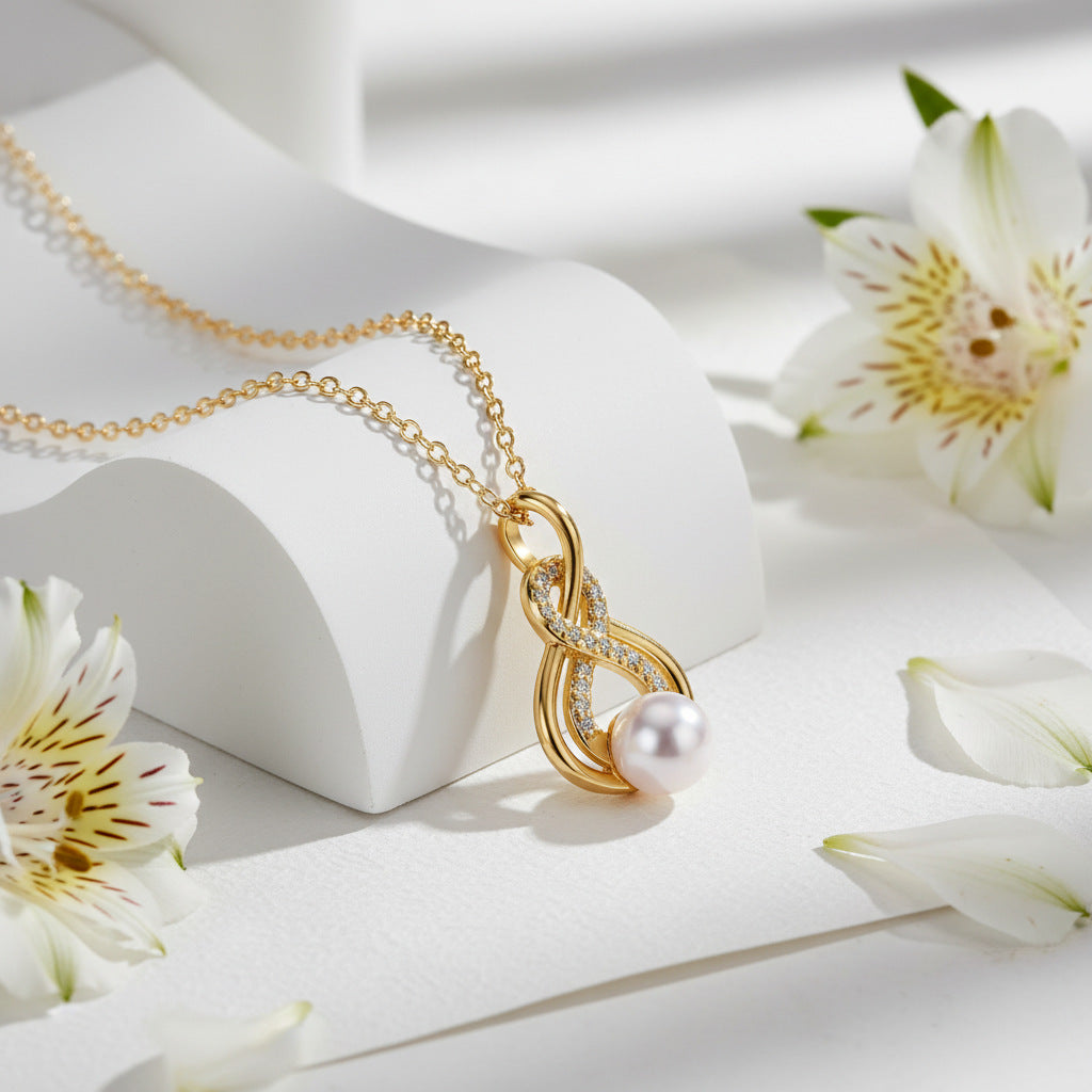 Infinity Necklace For Women In Real Gold Plated Copper With Cable Chain, Elegant And Durable Jewelry