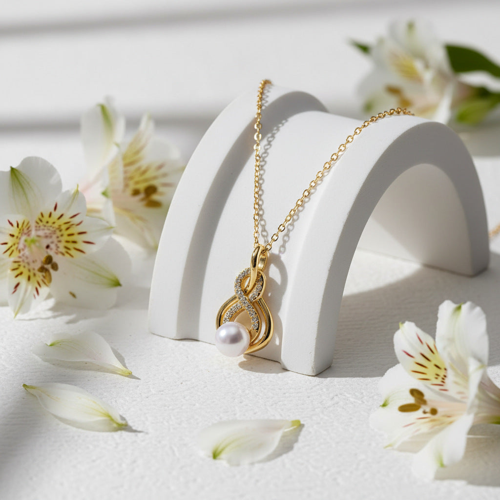 Infinity Necklace For Women In Real Gold Plated Copper With Cable Chain, Elegant And Durable Jewelry
