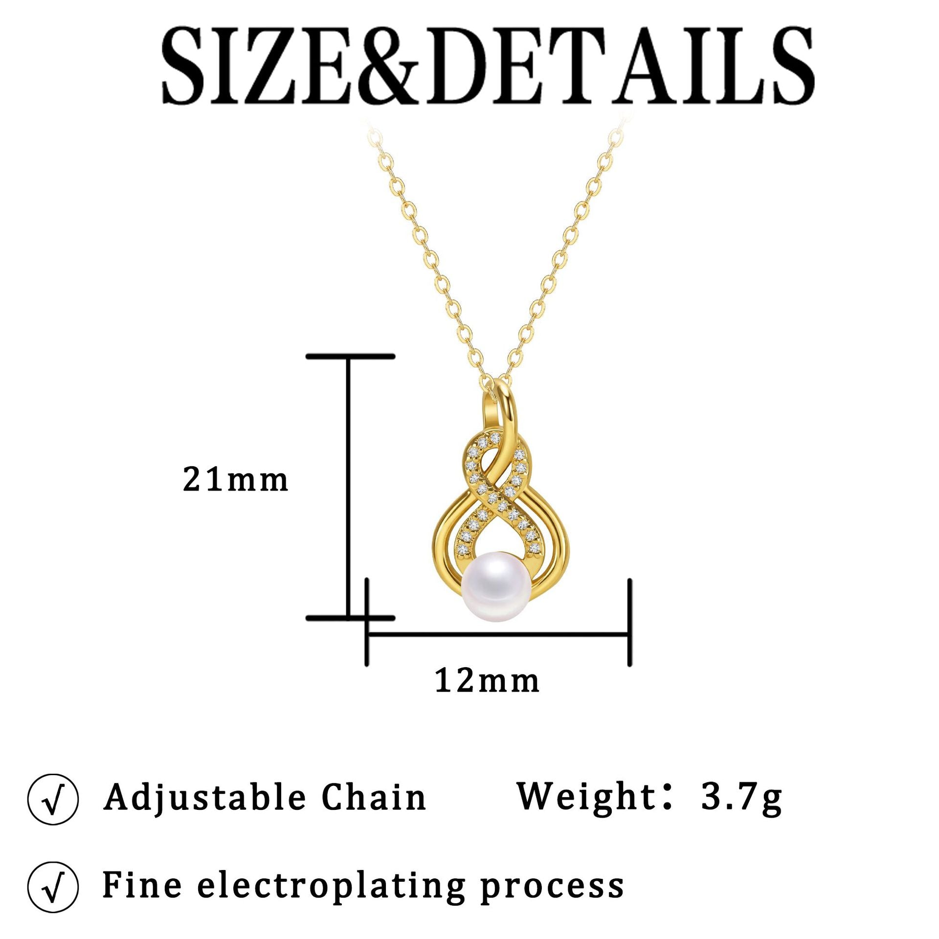 Infinity Necklace For Women In Real Gold Plated Copper With Cable Chain, Elegant And Durable Jewelry