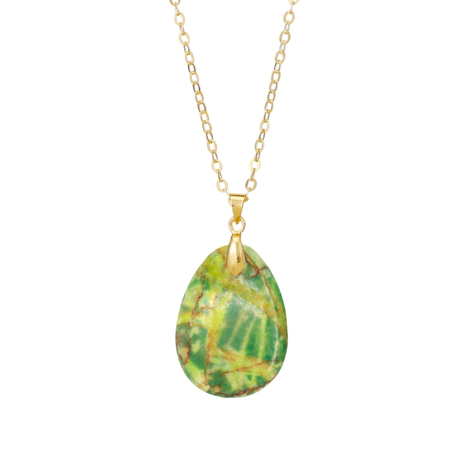 Ethnic Style Heart Shape Pendant Necklace With Crystal And Natural Stone Inlay, Real Gold Plated