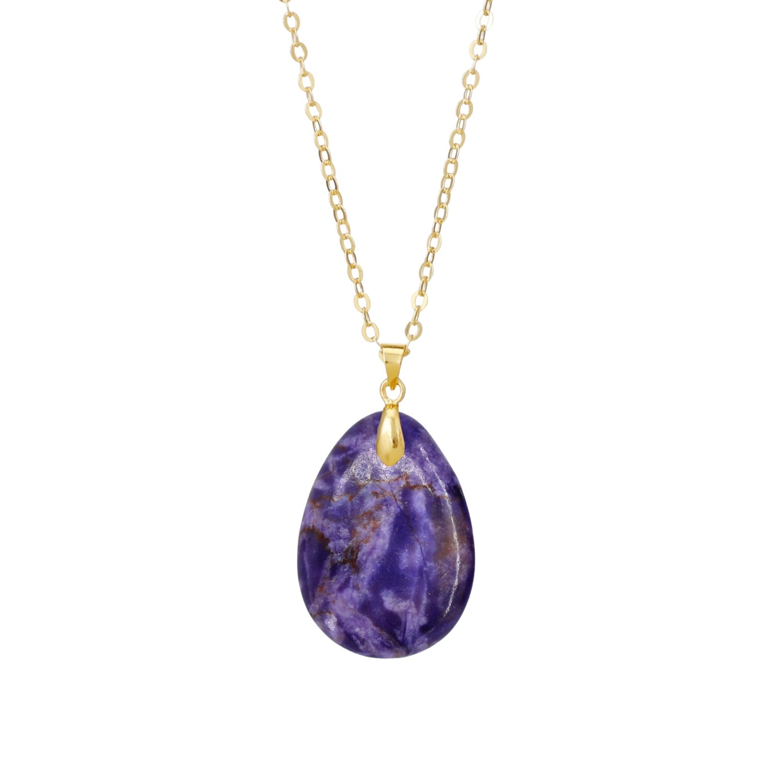 Ethnic Style Heart Shape Pendant Necklace With Crystal And Natural Stone Inlay, Real Gold Plated