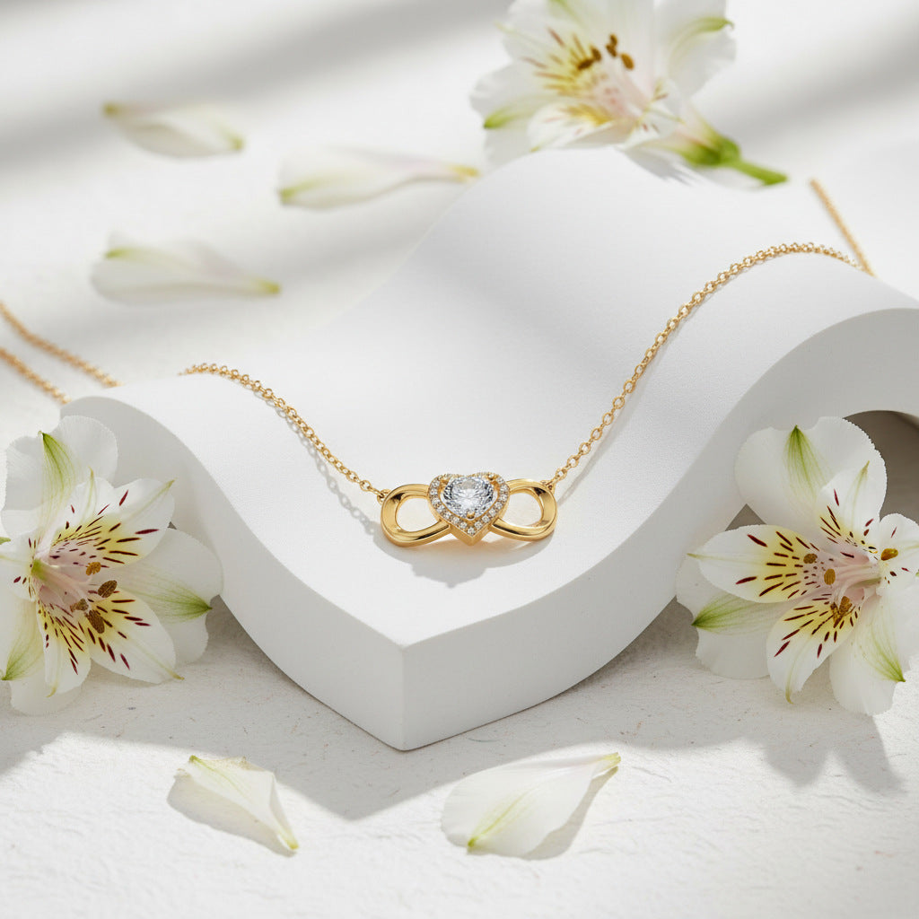 Heart Shape Pendant Necklace For Women In Real Gold Plated Copper With Cable Chain