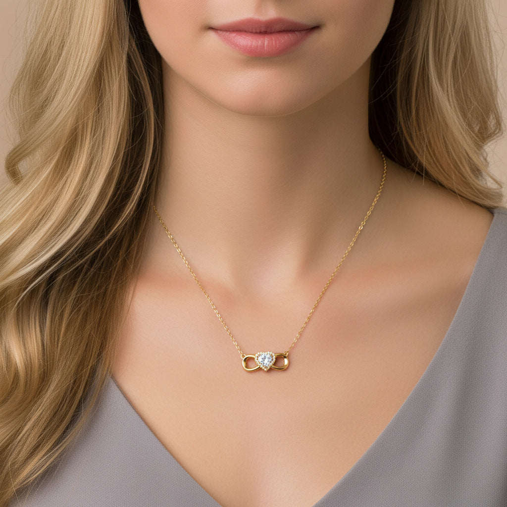 Heart Shape Pendant Necklace For Women In Real Gold Plated Copper With Cable Chain