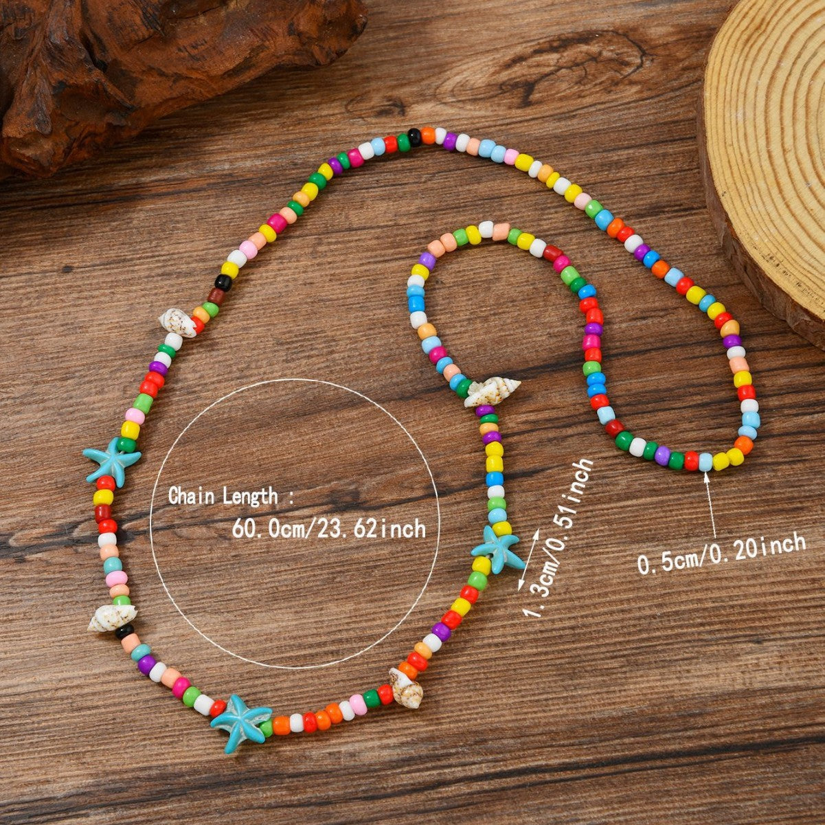 Ocean Pattern Bohemian Choker Necklace For Women With Beading Craft, Turquoise Inlay, And Beaded Chain In Mixed Materials