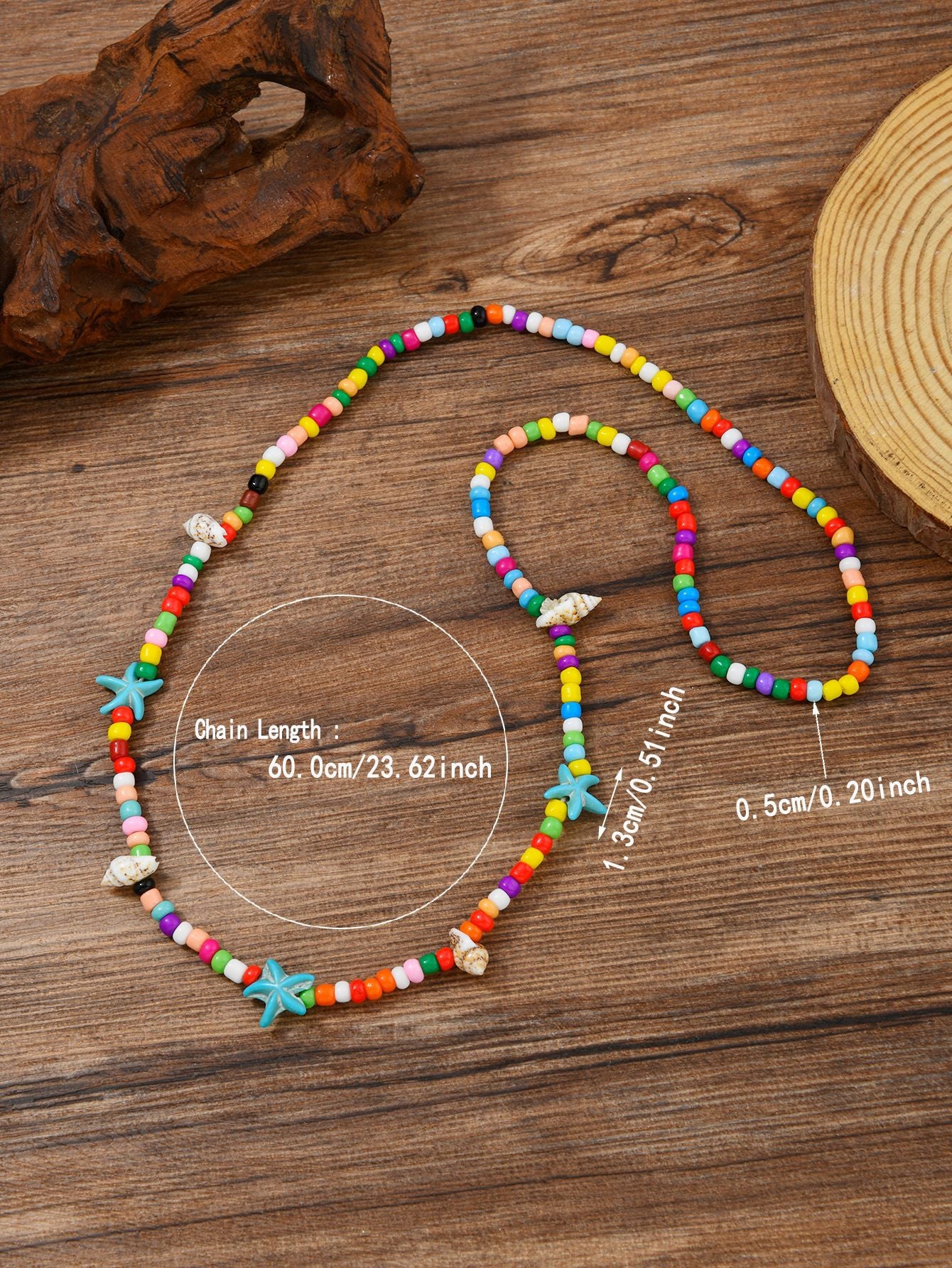 Ocean Pattern Bohemian Choker Necklace For Women With Beading Craft, Turquoise Inlay, And Beaded Chain In Mixed Materials
