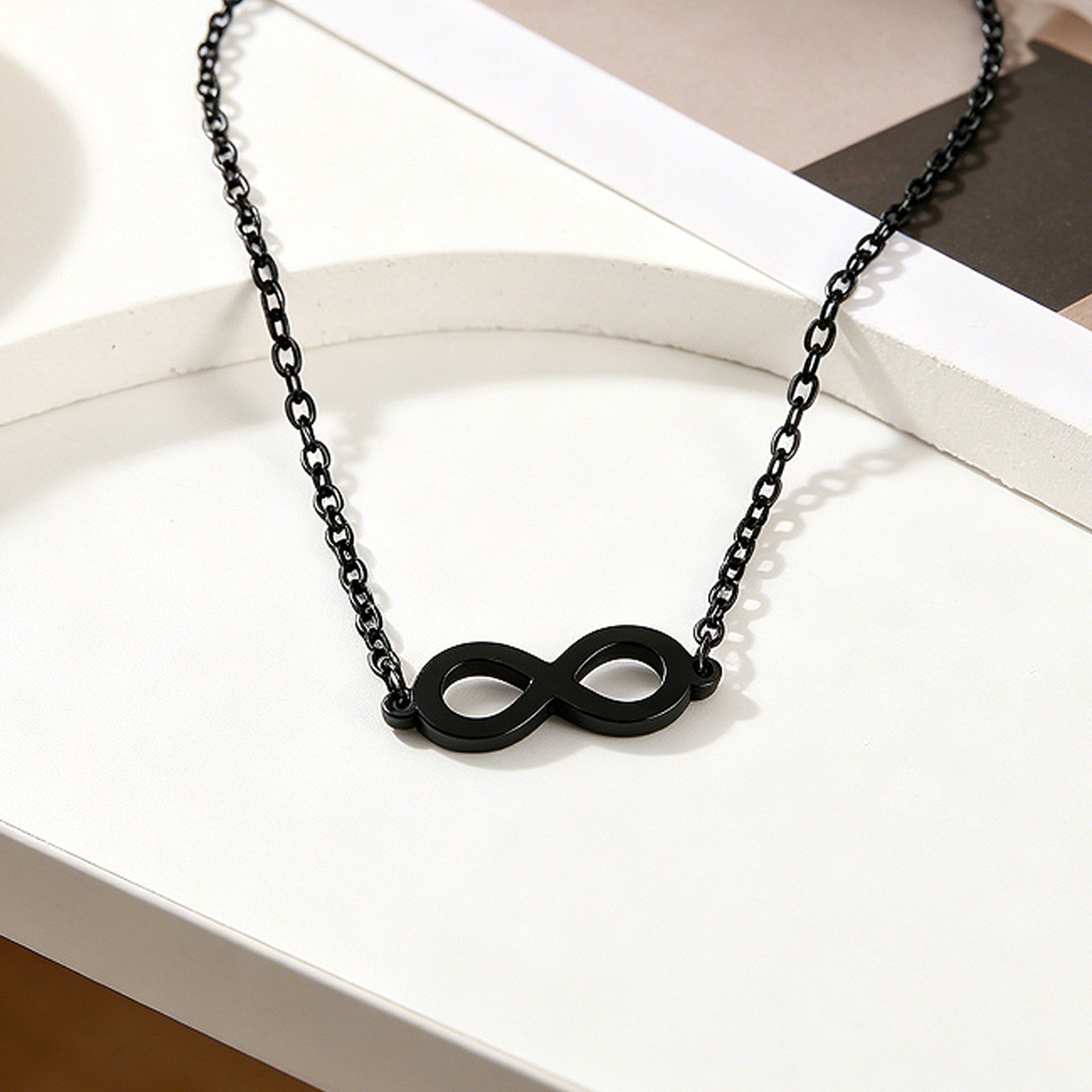Infinity Pendant Necklace For Women In Gold, Simple Style 304 Stainless Steel With Cable Chain