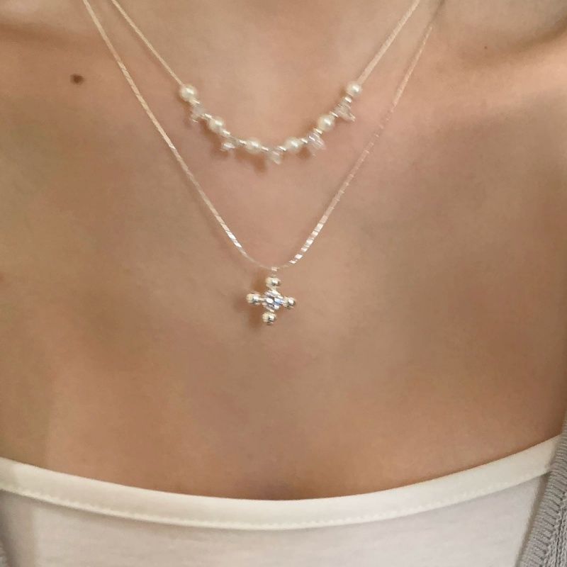 Sweet Double Layer Necklaces For Women Featuring Alloy Chain And Pendant With Electroplated Finish