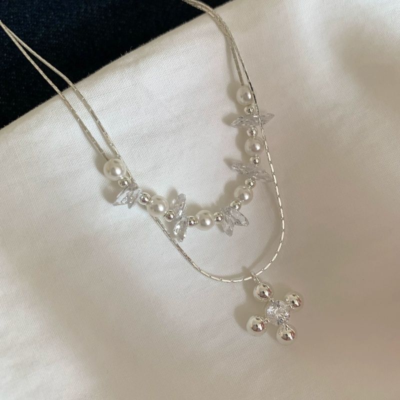 Sweet Double Layer Necklaces For Women Featuring Alloy Chain And Pendant With Electroplated Finish