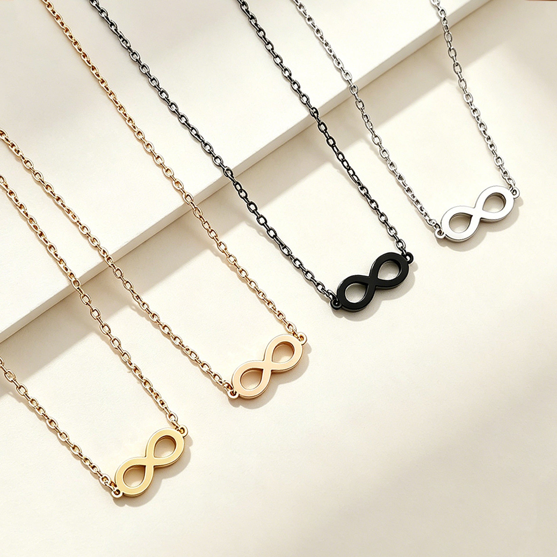 Infinity Pendant Necklace For Women In Gold, Simple Style 304 Stainless Steel With Cable Chain