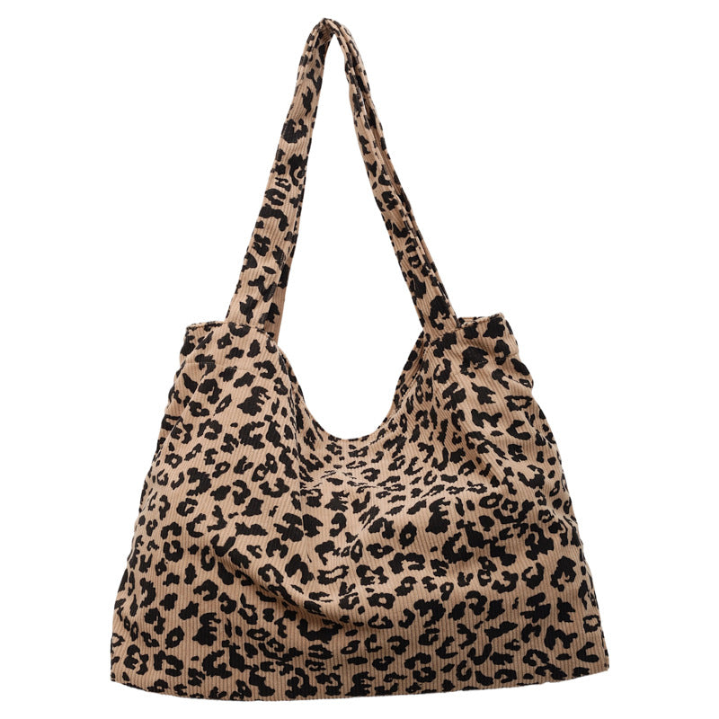 Leopard Print Square Polyester Tote Bag With Single Shoulder Strap, Large Capacity For Spring
