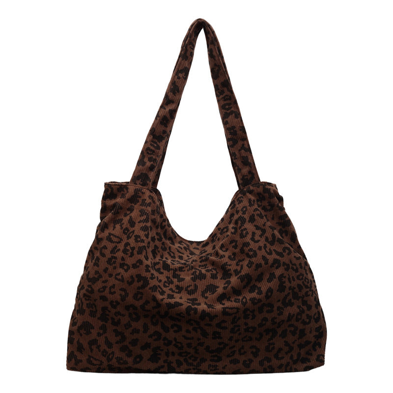 Leopard Print Square Polyester Tote Bag With Single Shoulder Strap, Large Capacity For Spring