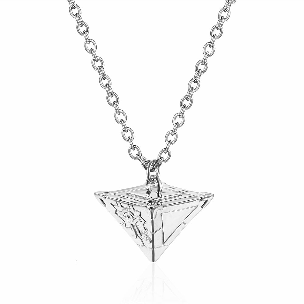 Handmade French Style Trillion-cut Necklace For Unisex, 304 Stainless Steel With 18K Real Gold Plated Cable Chain